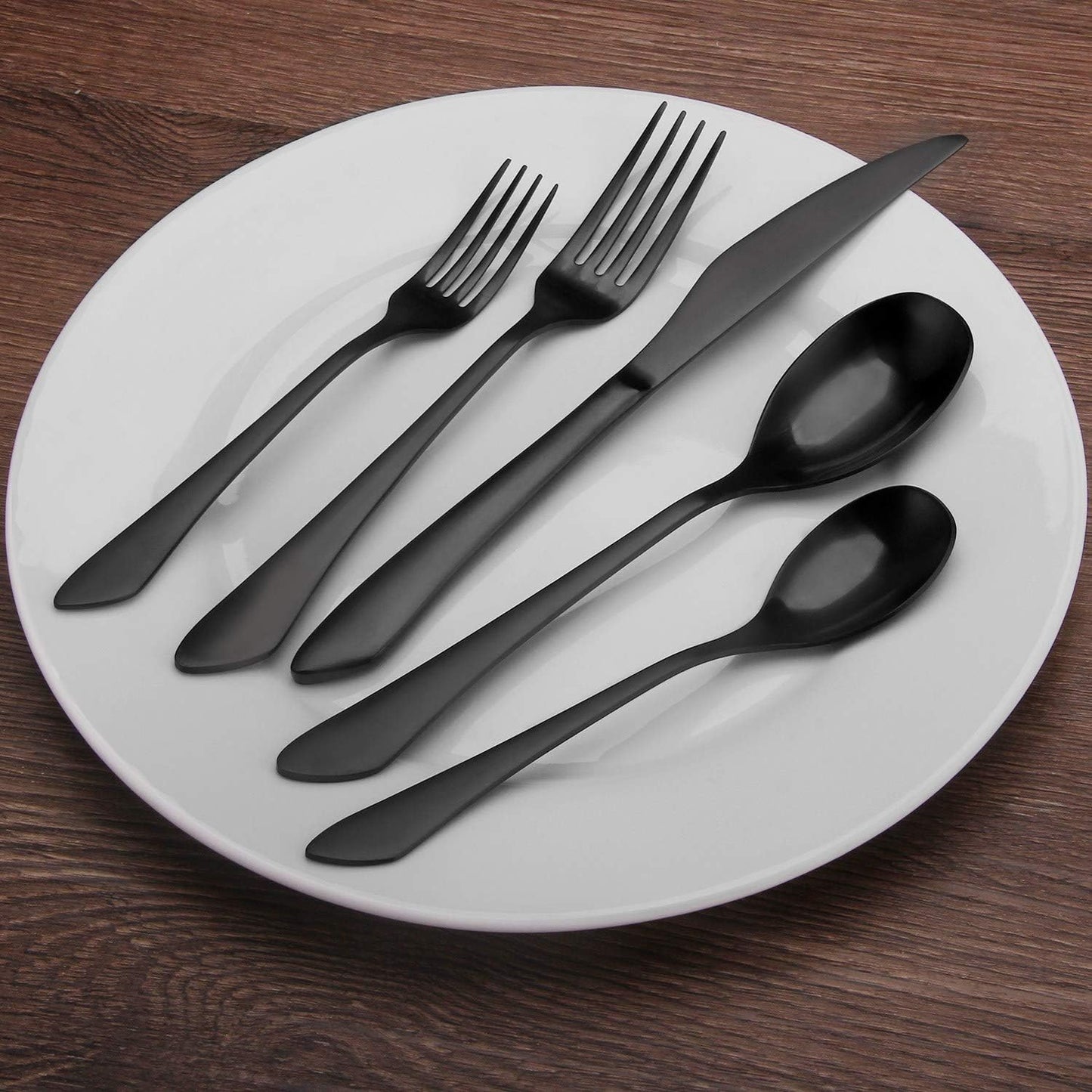 Stylish Matte Black Silverware Set - 20-Piece Stainless Steel Flatware for 4, Elegant Satin Finish, Dishwasher Safe for Home & Restaurant Use