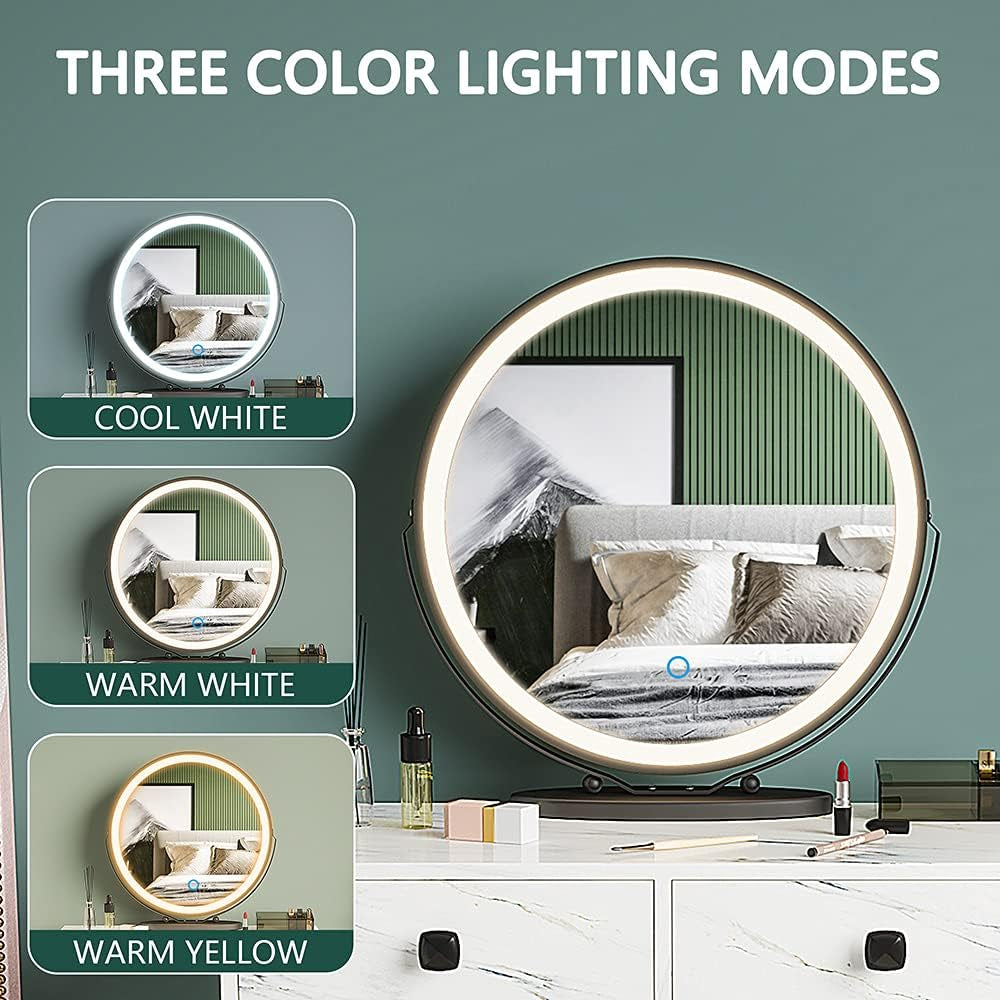 Elegant White Makeup Vanity Set with Lights, Stool, and Drawers - Perfect Dressing Table for Your Bedroom