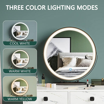 Elegant White Makeup Vanity Set with Lights, Stool, and Drawers - Perfect Dressing Table for Your Bedroom