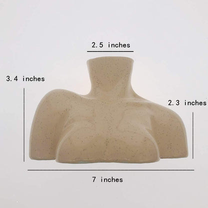 Elegant Female Form Ceramic Vase in Light Beige Tone - Unique Boho Décor for Home and Office