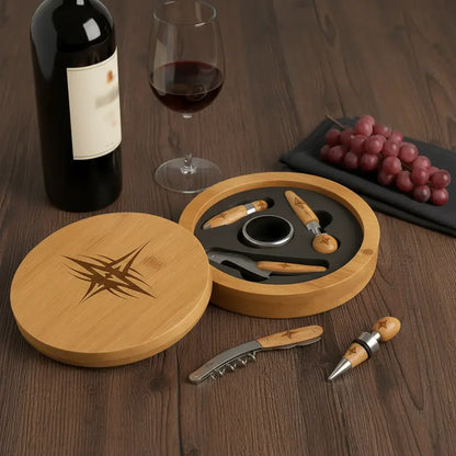 Bamboo Round Wine Tool Set - 4 Pieces