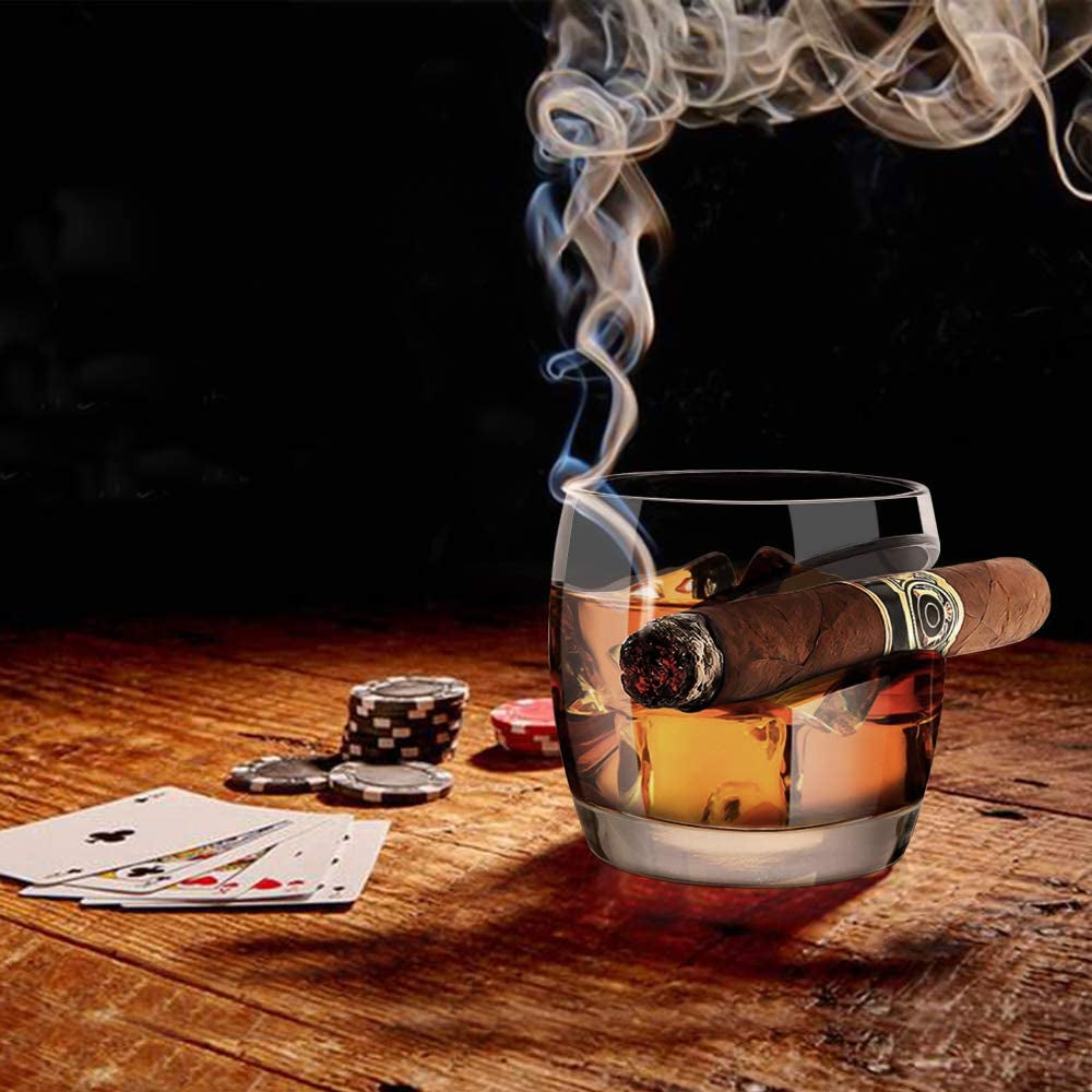 Elegant Old Fashioned Whiskey Cigar Glass - 15 Oz with Holder, Perfect Gift for Men - Ideal for Birthdays, Father's Day, Christmas, New Year, and Thanksgiving