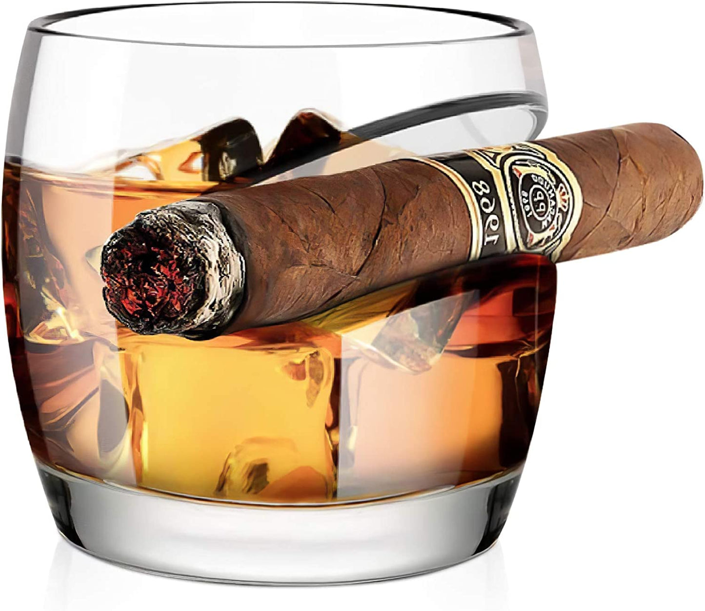 Elegant Old Fashioned Whiskey Cigar Glass - 15 Oz with Holder, Perfect Gift for Men - Ideal for Birthdays, Father's Day, Christmas, New Year, and Thanksgiving