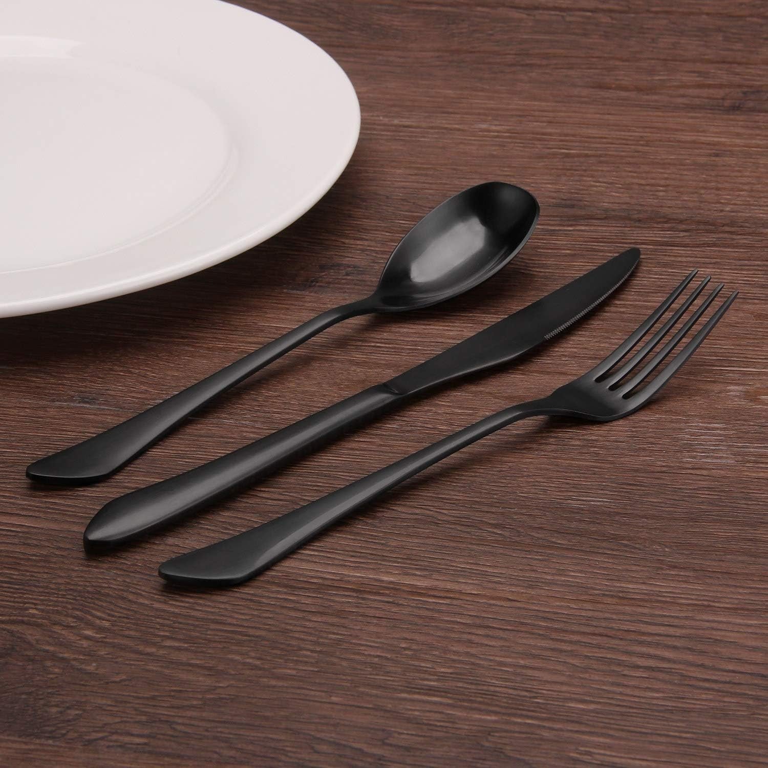 Stylish Matte Black Silverware Set - 20-Piece Stainless Steel Flatware for 4, Elegant Satin Finish, Dishwasher Safe for Home & Restaurant Use